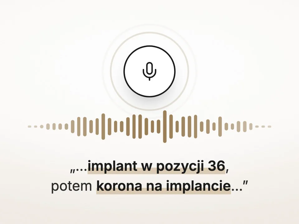 Dyktowanie planu leczenia głosem przy fotelu